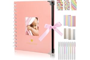 winbest Album Photo, 60 scrapbook nero, album fotografico fai da te, 18 x 18 cm, album fotografico, da incollare con penne, stencil, angoli foto