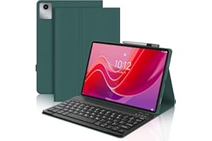JADEMALL Keyboard Case for Lenovo Tab M11 11", UK Layout Wireless Detachable Bluetooth Keyboard with Stand Cover and Pen Holder for Lenovo Tab M11 (TB330FU/TB330XU) 11 Inch 2024 Tablet, Dark Green