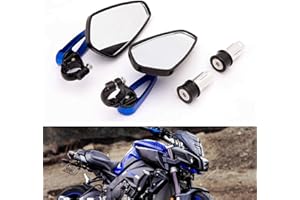 JMTBNO Rétroviseurs Moto Guidon 7/8" 22mm Aluminium Rétroviseur Moto Latéraux Miroirs Arrière Universel pour Street Bike MT07 MT09 MT10 Z650 Z750 Z900 CB125 Monster Street Triple (Bleu)