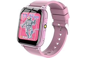 Kesasohe Smartwatch Niños, Reloj Inteligente Niño con 26 Juego Audiolibro 13 Hábito Podómetro Música Cámara Reloj Despertador Linternas, Reloj Inteligente Niña para Niños de 3 a 12 años Estudiante