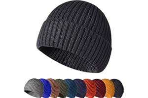 Baynetin Winter Beanie Hat, Unisex Stretchy Soft Cuffed Skullcap,Thermal Striped Roll up Edge Winter Hat