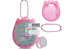BCWEGION Silikonhülle Ersatz für Tamagotchi Uni, Displayschutzfolie für Tamagotchi Uni Band Haustierzubehör (Pinkfarbene Silikonhülle und Schutzfolie)