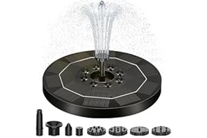 MICACORN Fuente Solars con Luces de Colores 2025 Upgrade Bomba de Agua Solars con Batería, Fuente Flotante-Solar con 6 Boquillas para Baño para Pájaros, Piscina, Circulación de Agua (3W 16cm Solar Fountain)