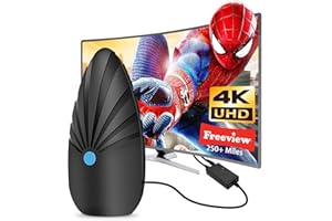 QZUAUKU TV Aerial, Digital Indoor TV Aerial with Booster 250+ Long Range Reception for Freeview TV Support 4K 1080P HDTV & 14.8ft Coax Cable