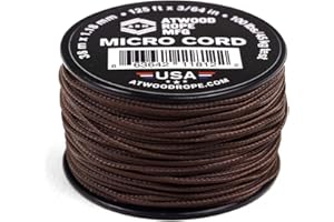 Atwood Rope MFG Tactical Nylon/Polyester Micro Utility Cord 1.18mm X 125ft Reusable Spool | Fishing Gear, Jewelry Making, Camping Accessories (Brown)