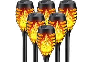 GEARLITE Solar Lights Outdoor Garden, 6 Pack Solar Garden Lights with Realistic Flickering Flame, Solar Powered Garden Ornaments for Pathway Yard Patio Decorative