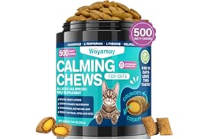 Woyamay Calming Cat Treats, 500 Crunchy & Creamy Cat Calming Treats, Natural Calming Treats for Cats, Calming Chews for Cats to Help Cats Stay Relaxed, Tasty Cat Calm Chews for Cats, Chicken Flavor