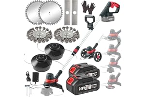 GFSGSJZC Akku Rasentrimmer mit Akku 24V BRUSHLESS Rasentrimmer mit Akku und Unkrautbürstefür für Makita Akkus(110-160CM, 2X 24V AKKU, 30CM SCHNITTBREITE) Akku Freischneider mit Rädern 4 in 1 Messer Trimmer