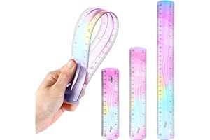 Mabor 3 elastyczne linijki, 15 cm, 20 cm, 30 cm, plastikowa linijka, nietłukąca się prosta linijka, miękka, zginana linijka, dla dzieci, klasy, biura, artykuły domowe