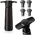 Vacu Vin Wine Saver Pump Black with Vacuum Wine Stopper - Keep Your Wine Fresh for up to 10 Days - 1 Pump 4 Stoppers - Reusable - Made in the Netherlands