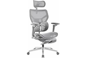 MUSSO X700 Ergonomiczne krzesło biurowe z podparciem lędźwiowym GlideTrack, podłokietniki 6D, zagłówek 4D, przesuwne siedzisko i podnóżek, inteligentny komfort do pracy, nauki i gier (ciemnoszary)