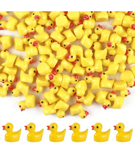 100 Mini Canards En Résine Jaune - Décoration DIY, Aquarium, Jardin Féérique, Pots De Fleurs - Petites Figurines - 5