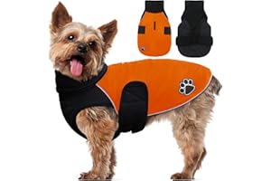 ALAGIRLS Gruby wyściełany zimowy płaszcz dla średnich i dużych psów, dwustronna kurtka śniegowa dla psa, wodoodporna kamizelka, odzież dla zwierząt domowych, kolor pomarańczowy, M