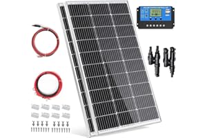 BOKENTIO 200 W (2 x 100 W) Solar Panel 12 V Monocrystalline Solar Panel Kit 2 x 100 Watt Solar Module + 20 A Charge Controller for Off-Grid 12 Volt Energy Charge for Motorhome, Boat, Caravan