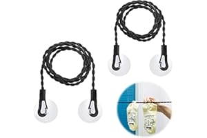 KERUTO 2Pcs Travel Washing Line, Adjustable Elastic Travel Clothes Line with Hooks and Suction Cup Attachments, Portable Clothes Line for Outdoors Camping and Travel, Camping Washing Line