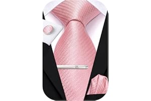 Hi-Tie Classic Mens Silk Ties Set 4 PCS Necktie Pocket Square Cufflinks Clip Pin Solid Strip Paisley Tie