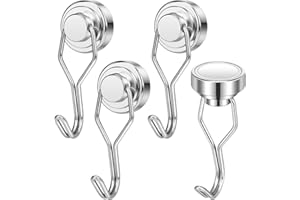 Wukong Silwy haczyki magnetyczne, bardzo mocne, 4 sztuki, magnesy neodymowe z haczykami, 25 mm, mocne magnesy na kemping, do przechowywania i kuchni