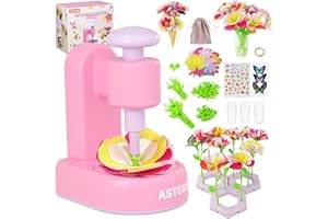 ASTGMI DIY Blumen Bastelset Kinder, Blumen Basteln Spielzeug mit Blumenmaschine, DIY MädchenSpielzeug 3 4 5 6 Jahre, Stoff BlumenBastel Set, Geburtstag Weihnachten Geschenk für Mädchen ab 3+ Jahre