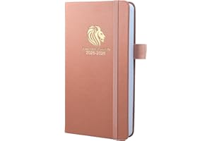 EARNING POWER Diary 2025-2026 - 18 Month Mid Year Diary from Jul. 2025 to Dec 2026, A6 Pocket Week to View, Weekly & Month Planner with Leather Cover, Pen Loop, Inner Pocket (Pink)