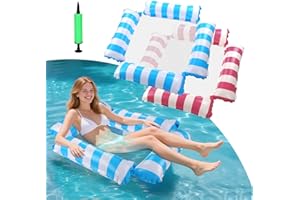 MMMLUCIPOR 2 Pezzi Amaca galleggiante, Galleggiante Piscina, Materassino Piscina, 4-in-1 Materassino Gonfiabile Mare Piscina, Accessori Piscina, Sdraio Amaca Materassino Mare, poltrona gonfiabile piscina