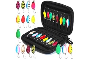 LAKIGOES Cucchiaini Da Pesca Esche 16 Pezzi Esche Artificiali,Esche Da Pesca, Fishing Set,Esche Per La Pesca Alla Trota,Spoon Trout Area Per Trota, Persico,Luccio Spoon Kit Con Scatola