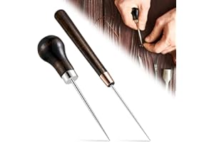2 Stück Massivholz-Griff bohrbarem Ahle erhandwerk Tuch Professionelle Stitching Nähen Reparatur-Werkzeuge Mengonee