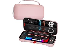 ProCase Bolsa para Nintendo Switch 2 2025, Estuche de Viaje Rígido con 24 Ranuras para Juegos, Protector Portátil para Consola, Joy-con y Accesorios – Rosa [Nintendo_Switch 2]