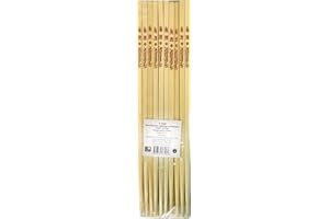 JADE TEMPLE Einweg Essstäbchen aus Bambus, 24 cm, mit asiatischer Verzierung, geschmacksneutral, 10 Paare pro Vorteilspackung, 24.5 x 14 x 6 cm, Braun