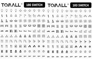 TOMALL 200 szt. etykiet na włącznik światła, naklejki ikonowe, gospodarstwo domowe, przezroczyste światło, grzejnik, łóżko, łazienka, kuchnia, garaż, pralnia, przełącznik, etykieta, zestaw graficzny