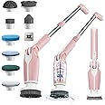 Leebein Electric Spin Scrubber, 2024 Upgraded Electric Scrubber for Cleaning, Spin Scrubber with Long Handle & 8 Replaceable Brush Heads, Remote Control Shower Cleaner Brush for Bathroom, Floor