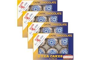 HAMPERLY GIFTS Scottish Tea Cake Bundle Consisting of Tunnock's Tea Cakes Dark Chocolate 6x24g (4 Pack)