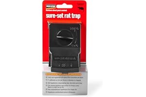 Pest-Stop Sure Set Rat Trap – Large Snap Trap for Rats and Mice – Indoor & Outdoor Use – Reusable, Easy to Clean, Durable ABS Plastic – Black