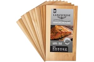 Langxinese Bigger 12 PK, Cedar Planks for Grilling Salmon,11"x 5.75" Better Smoking, Add Best Smoky Flavor to Salmon, Veggies, Restaurant Quantity