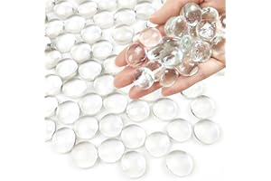 FANTIAN 200 PCS Clear Glass Beads for Vases,0.9 kg Decorative Stones Flat Glass Pebbles for Vase, Aquarium, Fish Tank, Wedding Decoration, Bird Fountain, Candle