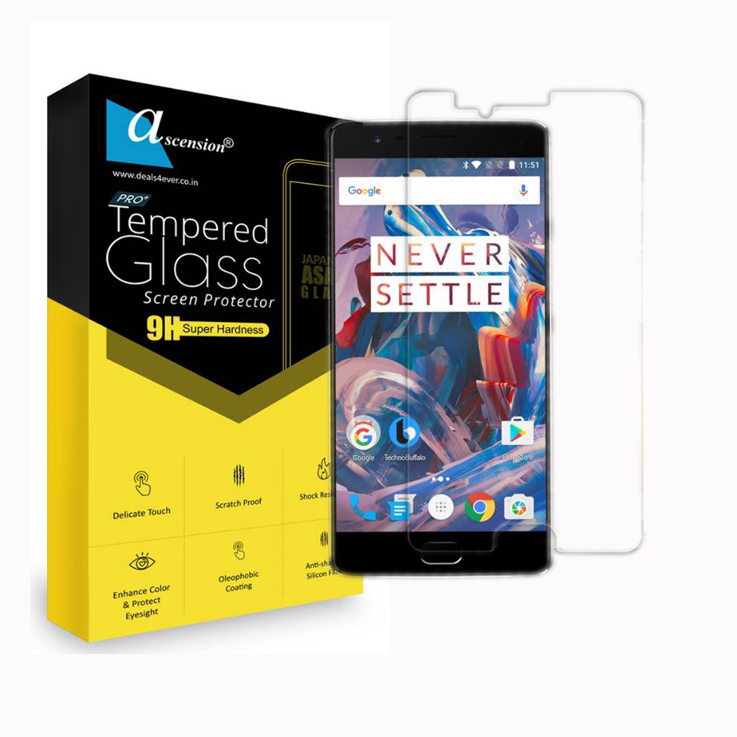 ascension Tempered Glass For One Plus 5 (Transparent) Edge to Edge Full Screen Coverage with Easy Installation Kit (Pack of 1)