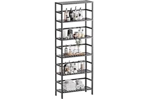 HITNET Bambusowy regał na książki, 6-poziomowy regał stojący na podłodze Organizer do przechowywania w łazience z regulowanymi półkami do salonu Kuchnia Biuro, czarny