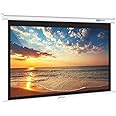 LopBast Screen 100-INCH Manual Pull Down White Projector Screen 16:9 1.2 Gain Retractable Auto-Locking 4K 8K 3D Ultra HD for Home Theater Movie Office Game Projection Sceen with Slow Retract Mechanism
