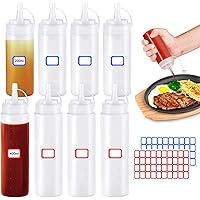 8 Stück Plastik-Quetschflaschen mit Deckel, Gewürzflaschenspender Mehrzweck-Quetschflasche für Ketchup-Sojasauce…