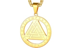 FaithHeart Mens Viking Rune Pendant Pentagram Compass Celtic Knot Wolf Yin Yang Raven Norse Jewelry Lucky Charm Men Boys Chain 55+5cm