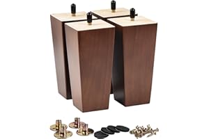 La Vane 4 Stück Möbelfüße aus Massivholz - 20cm Höhe, Walnuss, Pyramidenform mit M8 Gewindebolzen & Montageplatten - Ersatzbeine für Sofa, Bett, Schrank, Couch (Holzfüße, einfach montierbar)