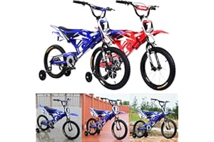 LSLIFE Kids Bike 16 18 Inch Boys Motorcycle Bike Kids Motorbike for 3-9 Years Old Boys Girls Motor Shaped bike with Simulated Motorbike Sound Removable Stabilisers Wheels