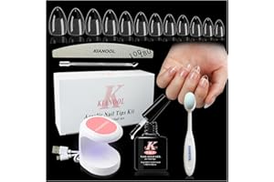KIANOOL Unghie Finte Corte Con Gel Unghie Kit, 552 Pezzi Tip in Gel Per Unghie Mandorla Con Mini Lampada UV, Colla Per Tip UV 5 In 1, Tips Acrygel Nail Art Kits Ricostruzione