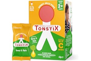TONSTIX Honey and Apple Jelly Pops - Pack of 6X Sore Throat Lollipops for Kids with Vitamin C and Zinc - No Added Sugar Cough and Throat Soother for Children - 100% Natural