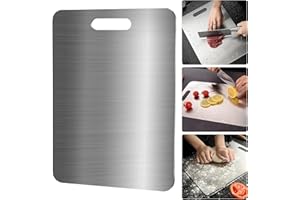 KFDDRN Tagliere in acciaio inox – Taglieri in acciaio inox per cucina – igiene di alta qualità durevole, tagliere in titanio su entrambi i lati, privo di impurità (29 x 20 cm)