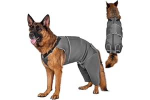 OneTigris Hundebody Nach OP, Hundebody Nach Kastration Rüde mit Verstellbaren Riemen, Weich Leckschutz Hunde für Rüde Oder Hündin, Body Hund für Kleine/Mittlere/Große Hund (XL)