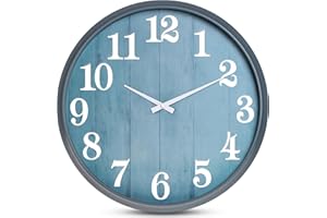 eYotto 18inch Garden Clock Outdoor Waterproof, 46cm Silent Oversized Indoor Large Wall Clock Battery Operated for Patio Pool Living Room Office Decorative(Morden)