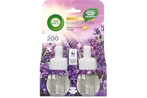AIRWICK Air Wick Plug in Diffuser Twin Refill, Purple Lavender Meadow, Pack 2 x 19ml, Long Lasting Fragrance, Lasts up to 200 days, Plug in Air freshener