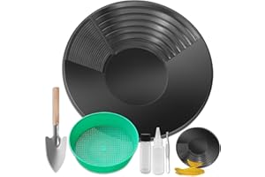 YSOOUA Batea de Oro Set Bandeja de Lavado de Oro Bateas para Buscar Oro 38,5 x 8,5cm Equipo Manual de Lavado de Oro para minería y prospección de Oro Sistema de Lavado de Oro Bandeja (Negro)
