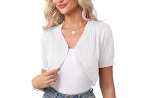 Gyabnw Bolero Elegante Donna Coprispalle Donna Casual Cardigan Lavorato Estivo a Maglia Cava a Maniche Corte