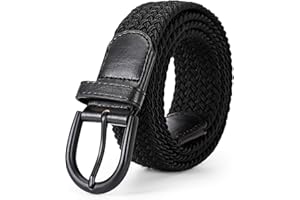 JASGOOD Braided Canvas Stretch Belt Elastic Casual Belt for Men,Women,Junior 1.3 Inch Wide